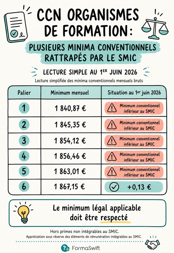 CCN organismes de formation - minima conventionnels et SMIC