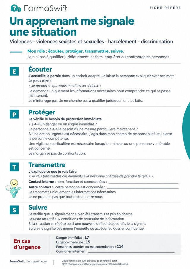 Aperçu de la fiche repère formateur, repère EPTS